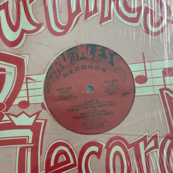 EAZY E THE BOYZ N THE HOOD 12" SINGLE Ruthless Records ORIGINAL HIP HOP NWA DRE - Picture 2 of 6
